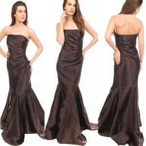 Taffeta Silk Brown Prom Gown